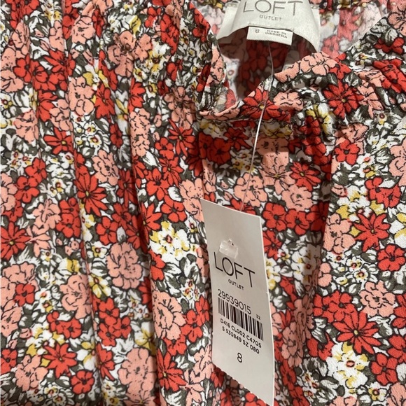 LOFT Red Floral Long Sleeve Dress - Picture 3 of 5